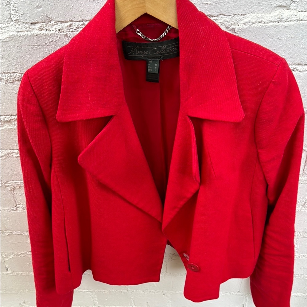 Cropped Mango Collection Red Blazer Size 8 - Picture 4 of 4